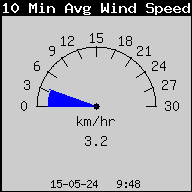 10 minuten gemiddelde windsnelheid