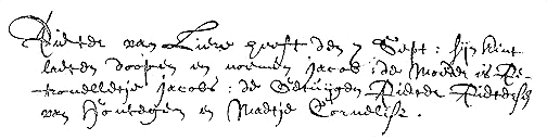 Inschrijving van de doop van Jacob Pieterse van Liere, 7 september 1660, in het doopboek van Hoedekenskerke