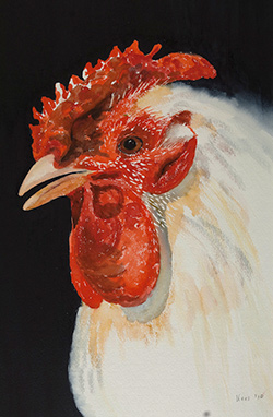 Schilderij van mooie hane-kop